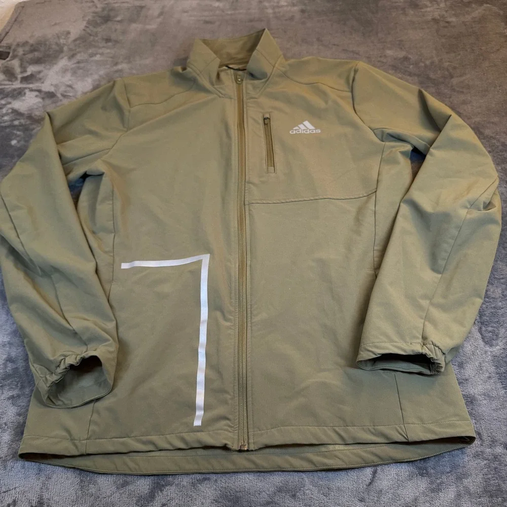 Adidas‎ Running Jacket Lightweight Windbreaker Olive Green Primegreen Mens Large